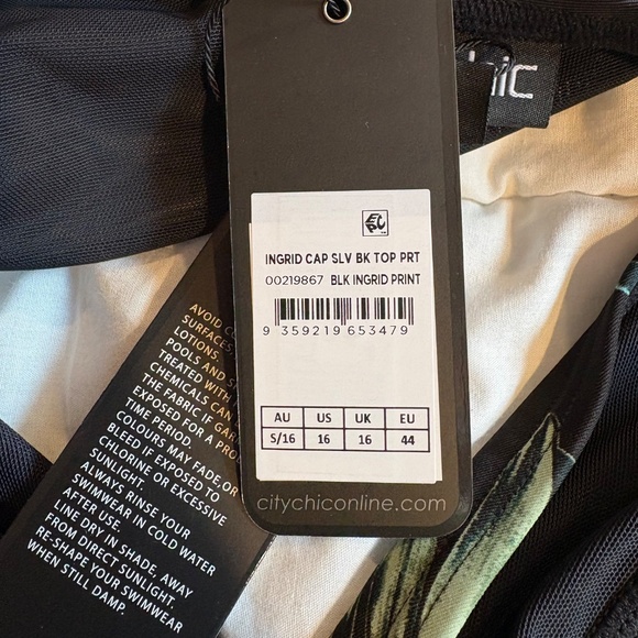NWT, City Chic Black Swimsuit, sz 20 - Picture 8 of 8